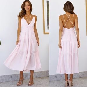 Hello Molly Scattered Hearts Midi Dress Ballet Pink